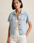 Cashmere Short Sleeve Jacquard Jacket