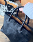 CM, Handmade Hair on Leather Tote Bag- Mini