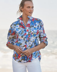 Frank & Eileen, Relaxed Button- Up Shirt- Floral Blue/Red/Green