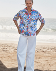 Frank & Eileen, Relaxed Button- Up Shirt- Floral Blue/Red/Green
