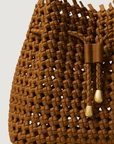 Naghedi, Mallorca Bucket Open Weave Bag-Teak