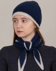 Oats & Rice, Austen Knitted Cashmere Scarf-Navy
