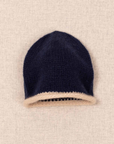 Oats & Rice, Hand-Knitted Rolled Edge Beanie-Navy