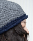 Oats & Rice, Hand-Knitted Rolled Edge Beanie-Grey