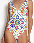 Delfina, Grace Lycra One Piece Swimsuit- Multi Foulard