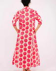 Nimo With Love, Sandalwood Linen Dress- Ikat Pink/Orange