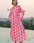 Nimo With Love, Amethyst Kaftan- Ikat Pink/ Orange