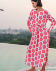 Nimo With Love, Amethyst Kaftan- Ikat Pink/ Orange