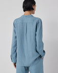 Velvet, Mulholland Linen Button-Up Shirt Rain