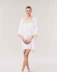 Nina Leuca, Desy Dress- White with Beige Embroidery