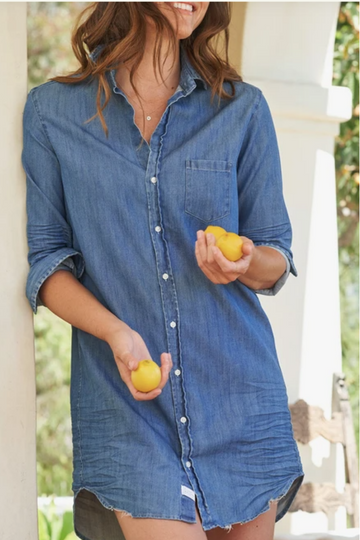 Frank & Eileen, Mary Woven Button Up Dress- Vintage Stonewashed Indigo