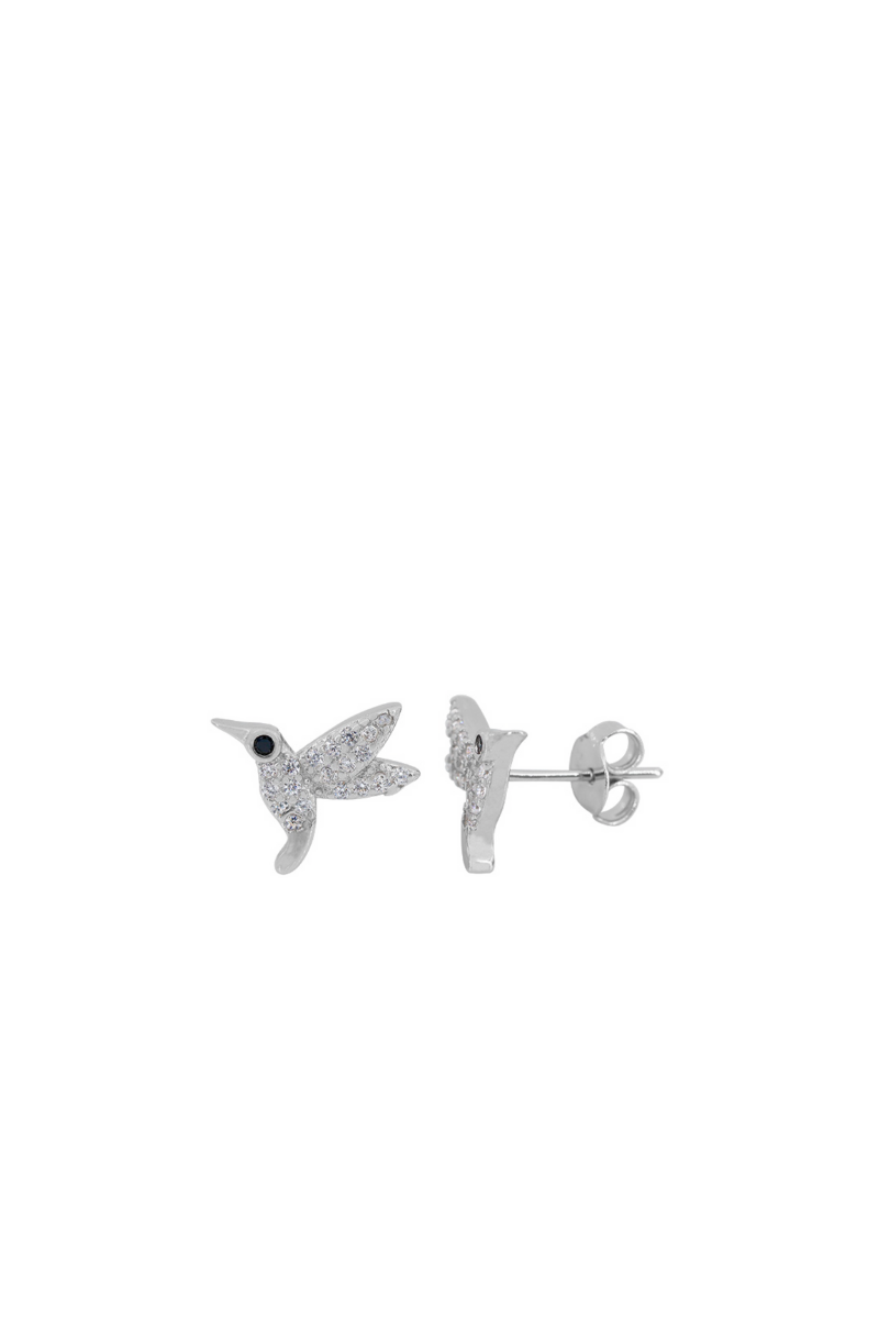 Silver Hummingbird Stud Earrings