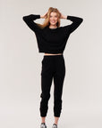 Cashmere Thin Ribbed Lounge Sweater- Black