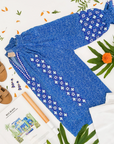 Rungolee, Barcelona Embroidered Blouse- Blue Splatter