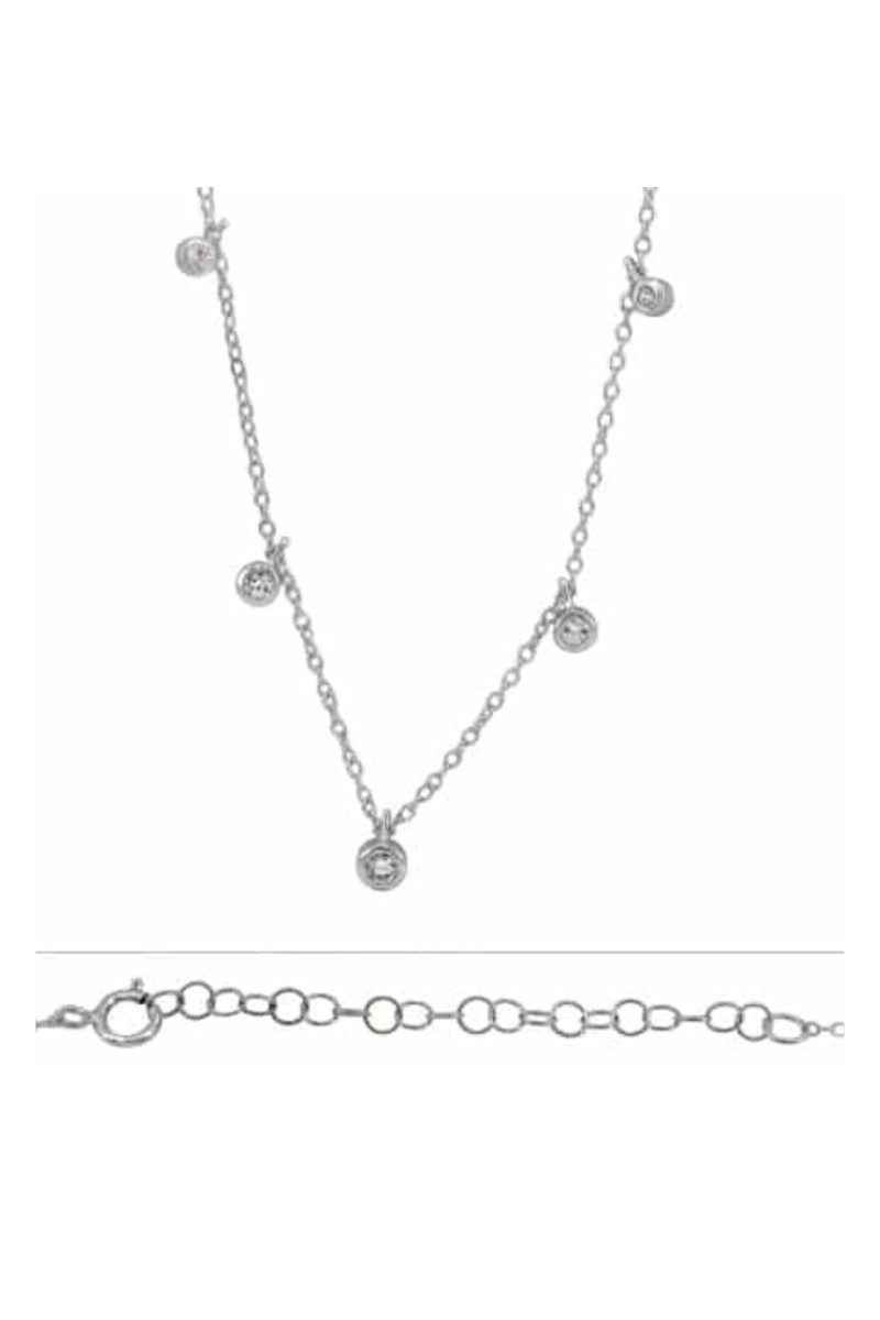 Silver Necklace with 5 Cubic Zirconia Discs