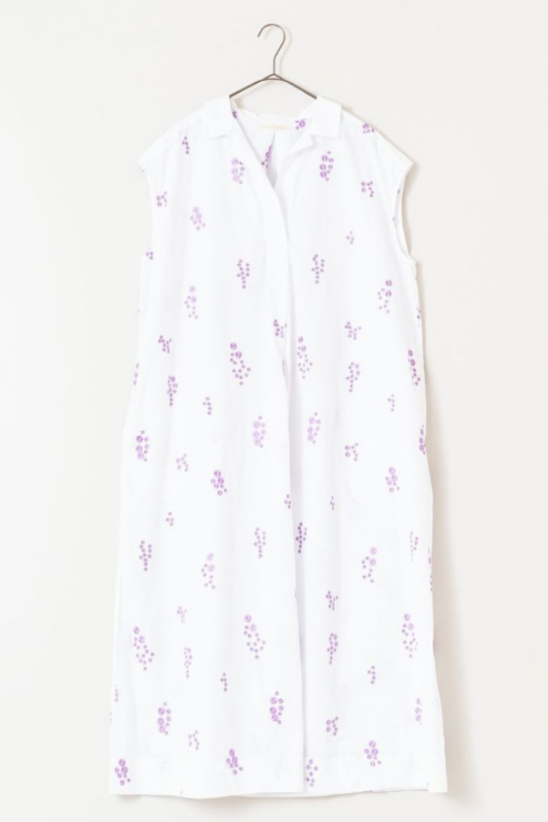 Ne Quittez Pas, White Flower Sleeveless Dress