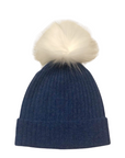 Cashmere Ribbed Hat with Pom Pom