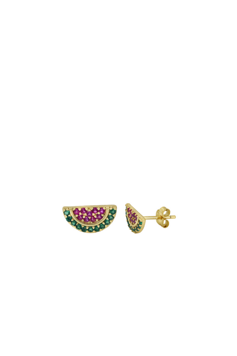 Gold Watermelon Stud Earrings