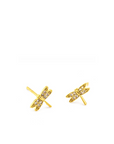 TAI, Dragonfly Gold CZ Stud Earrings