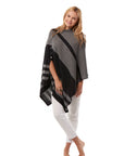 Cashmere Button Poncho- Striped