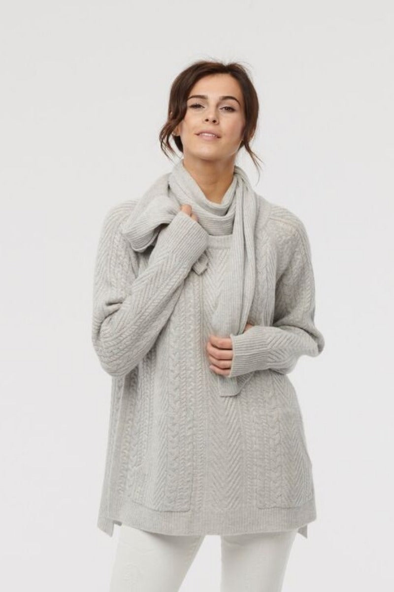 Light grey cashmere cable knit sweater