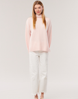 Cashmere T-Neck Sweater-  Powder