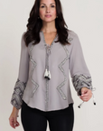 Rungolee, Belize Blouse- Dove Grey