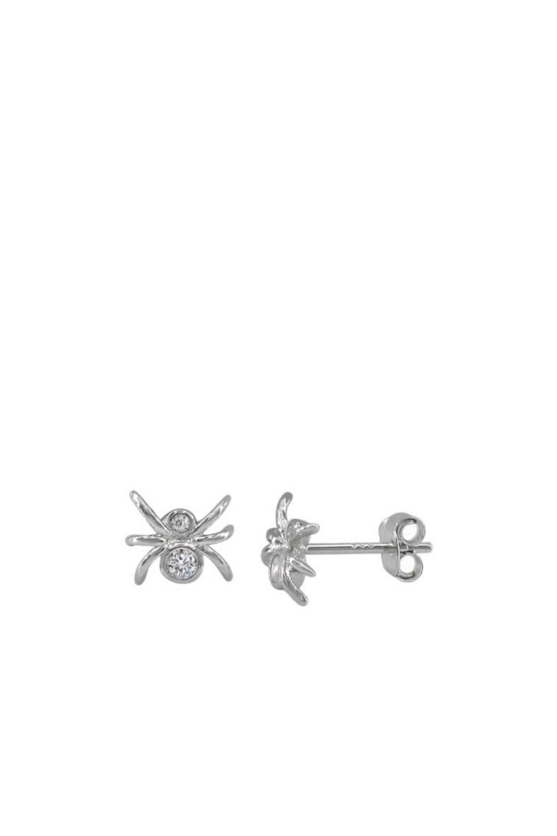Silver Itsy Bitsy Spider Stud Earrings