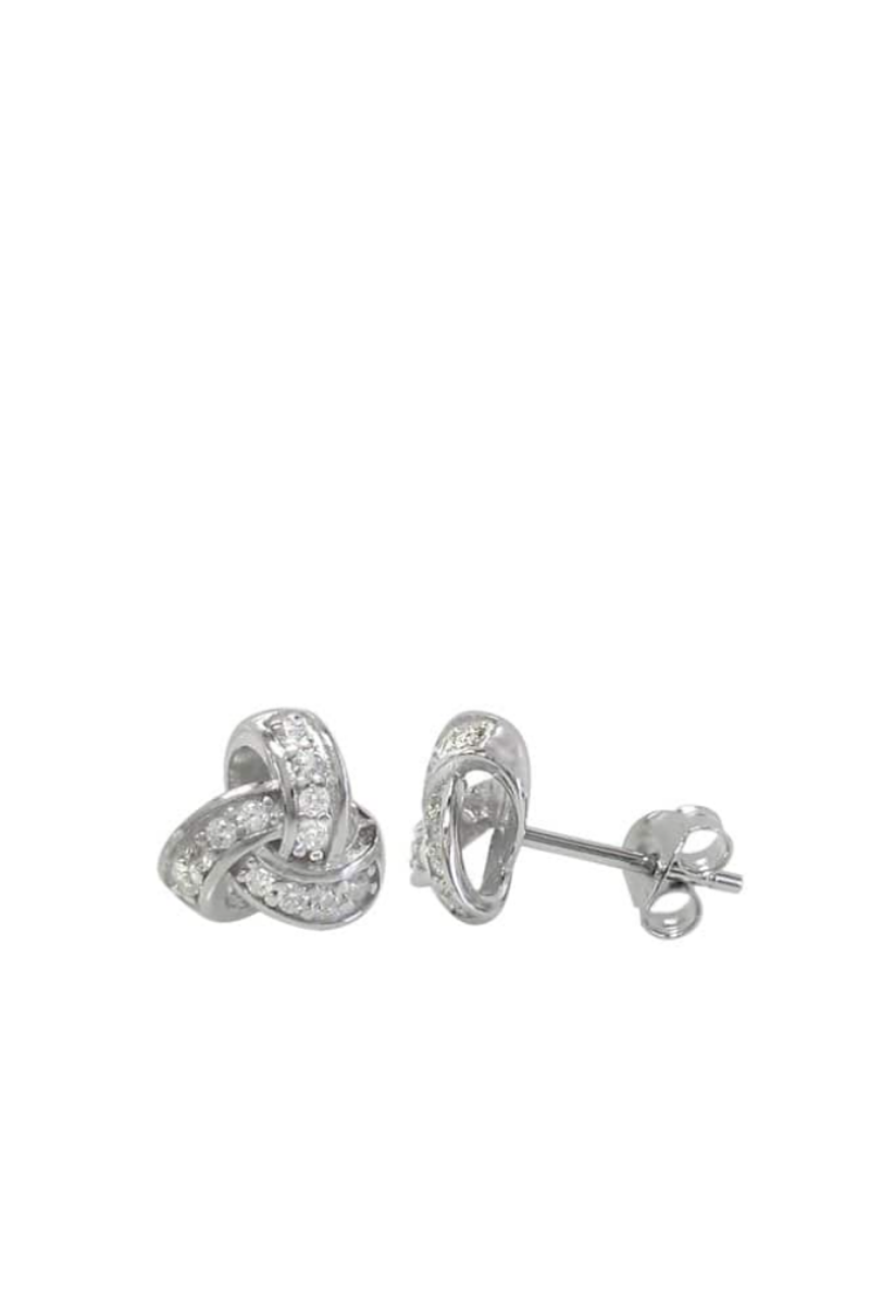 Silver Cubic Zirconia Love Knot Earrings