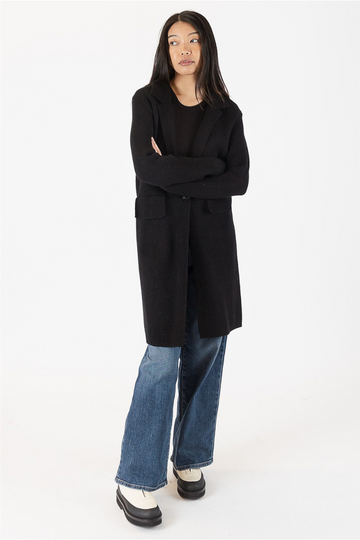 Lyla+Luxe, Fiona Fitted Knit Coat- Black