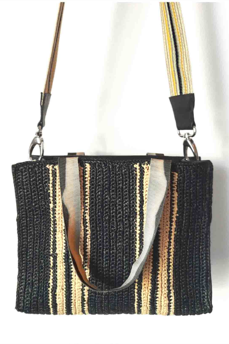 Claramonte, Jules Raffia Bag- Navy