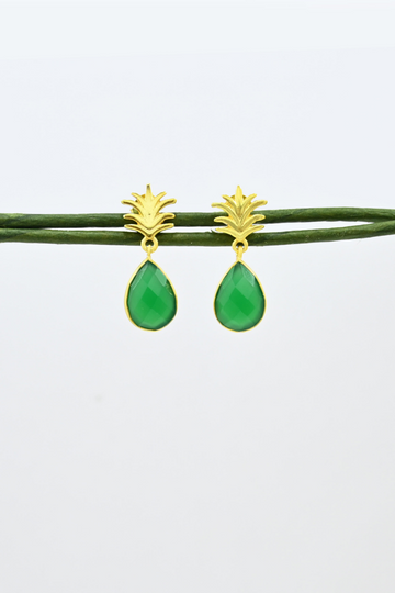 Schmuckoo, Pineapple Earrings- Green Onyx