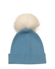 Cashmere Ribbed Hat with Pom Pom