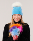 Cashmere Ribbed Hat with Pom Pom