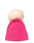 Cashmere Ribbed Hat with Pom Pom