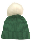 Cashmere Ribbed Hat with Pom Pom