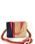 Claramonte, Jules Raffia Bag- Natural/Navy/Fuchsia