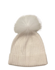 Cashmere Ribbed Hat with Pom Pom