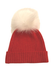 Cashmere Ribbed Hat with Pom Pom