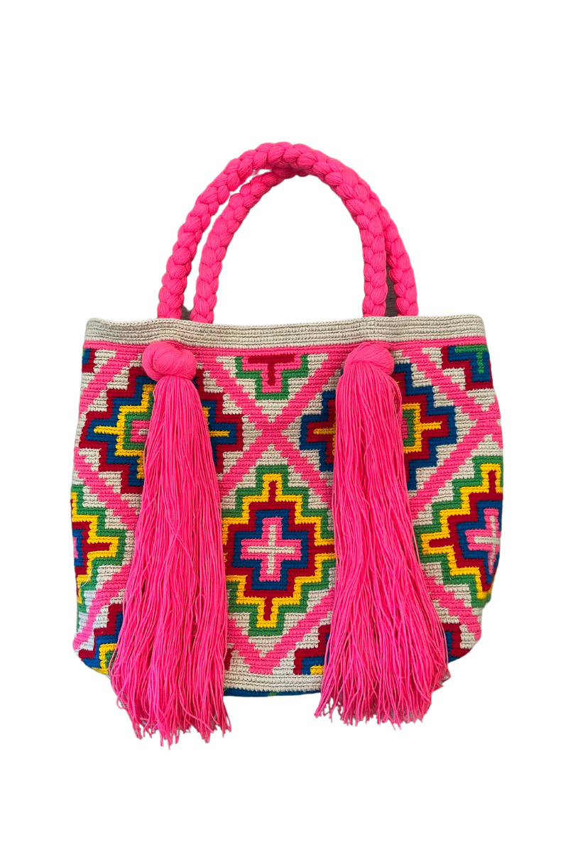 Le Pom Pom Tassel Bucket Bag Pink