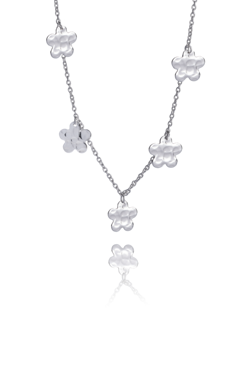 The Makery, Sterling Silver Necklace with 5 Flowers