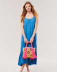 Velvet, Elara Linen Scoop Neck Dress- Cortez Blue