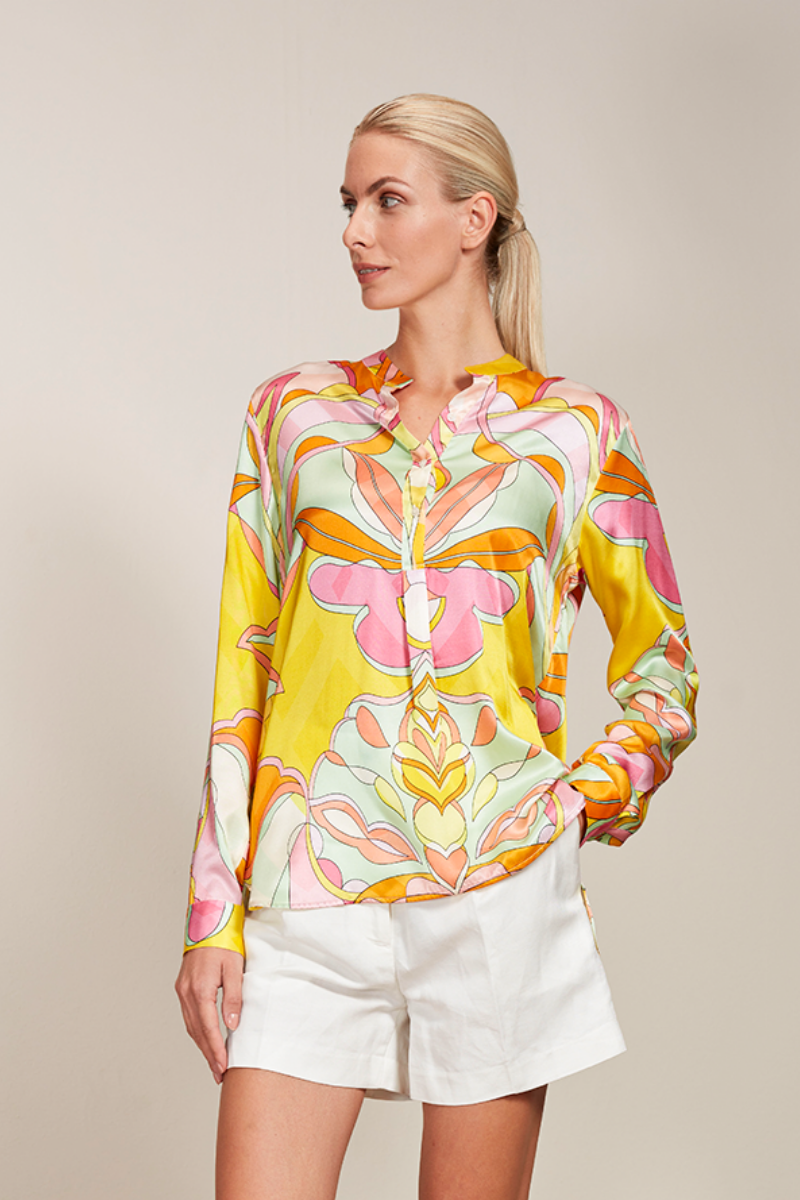 0039 Italy, Janice- Multi Coloured Abstract Silk Blouse