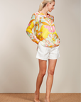 0039 Italy, Janice- Multi Coloured Abstract Silk Blouse