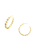 TAI, Gold Flower & Leaf Hoop Earrings