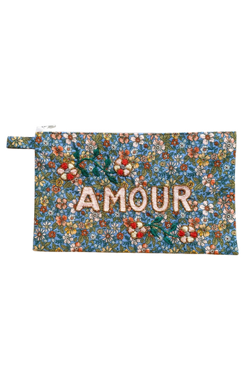 Embroidered Clutch AMOUR- Pink