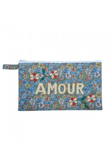 Embroidered Clutch AMOUR- Yellow