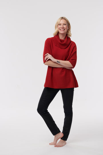 Cashmere Short Sleeve Cowl Neck Sweater
