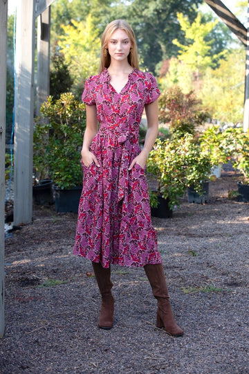 Rungolee, Scarlette Midi Dress- Rose Phoenix Floral