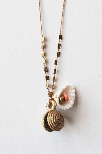 Shell with Brass Bell Necklace